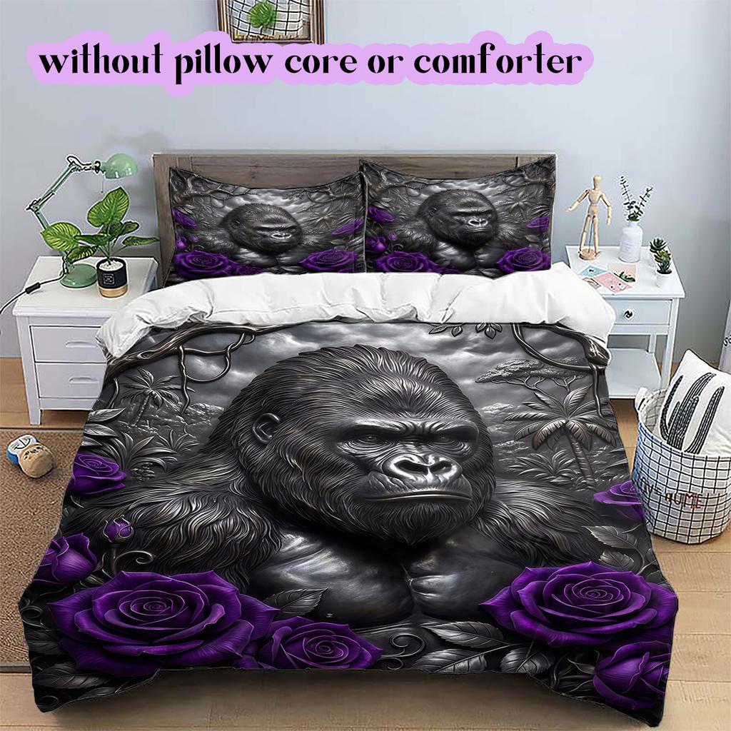 Purple Rose Gothic Pattern Bedding Quilt Set Quilt Cover Pillowcase Home Decoration Birthday Gift (1 * duvet cover + 2 * pillowcase, without core)