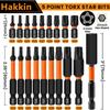 19pcs Torx Driver Bit Set, Magnetic S2 Steel, T10, T15, T20, T25, T27, T30 T40, T45, T50, 5 Point Star Torx Bit Set