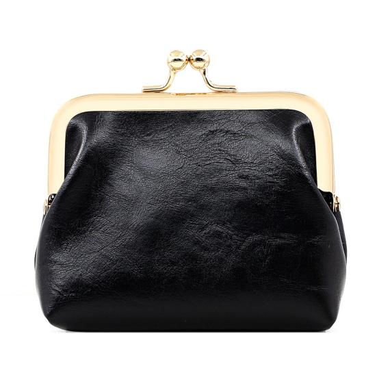 Мини-портмоне в винтажном стиле из искусственной кожи с замком-поцелуем, карман для мелочи, портативный кошелек