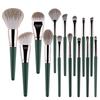 Huayang 14-Piece Green Cloud Makeup Brush Set - Soft, Versatile Brushes for Powder, Foundation, and Eyeshadow.