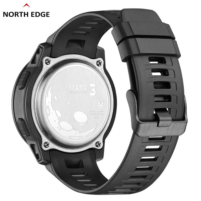 NORTH EDGE Mars 3 Men's Watch Digital Carbon Fiber Case for Man Waterproof 50M Outdoor Sports Watches World Time LED Wristwatch