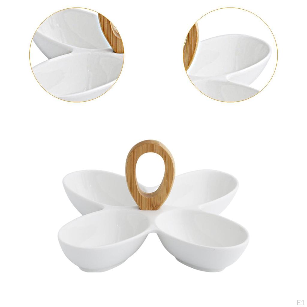 Divided Serving Dish Ceramic Tray Fruit Plate Snack Bowl for Fruits