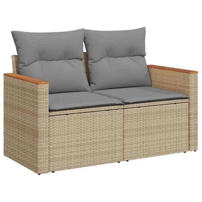 VidaXL Canapé de jardin avec coussins 2 places beige résine tressée 366097