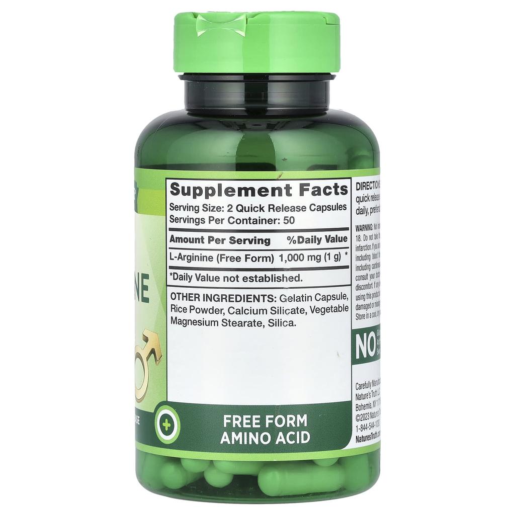 Nature's Truth L-Arginine, 500Mg, 100 Rapid Release Capsules