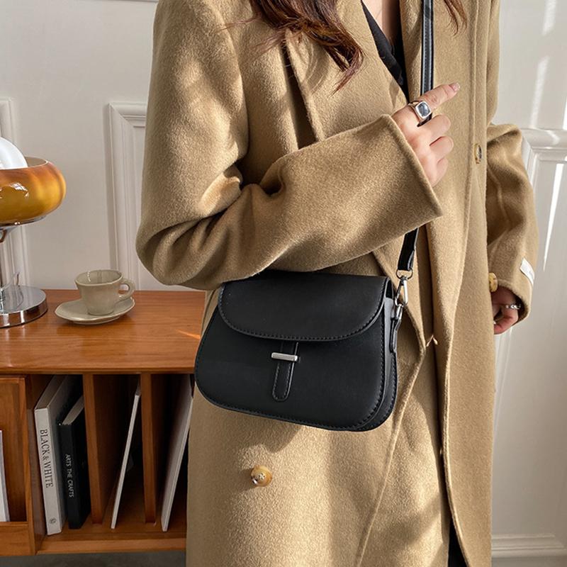 Fashion Women Crossbody Saddle Bag PU Leather Small Handbags Purses Retro Semicircle Designer Messenger Bags Female Clutch Tote