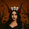 Skull Sheep Horn Hairband Halloween Red Rose Headband Flower Crown Ox Horns Headband  Cosplay