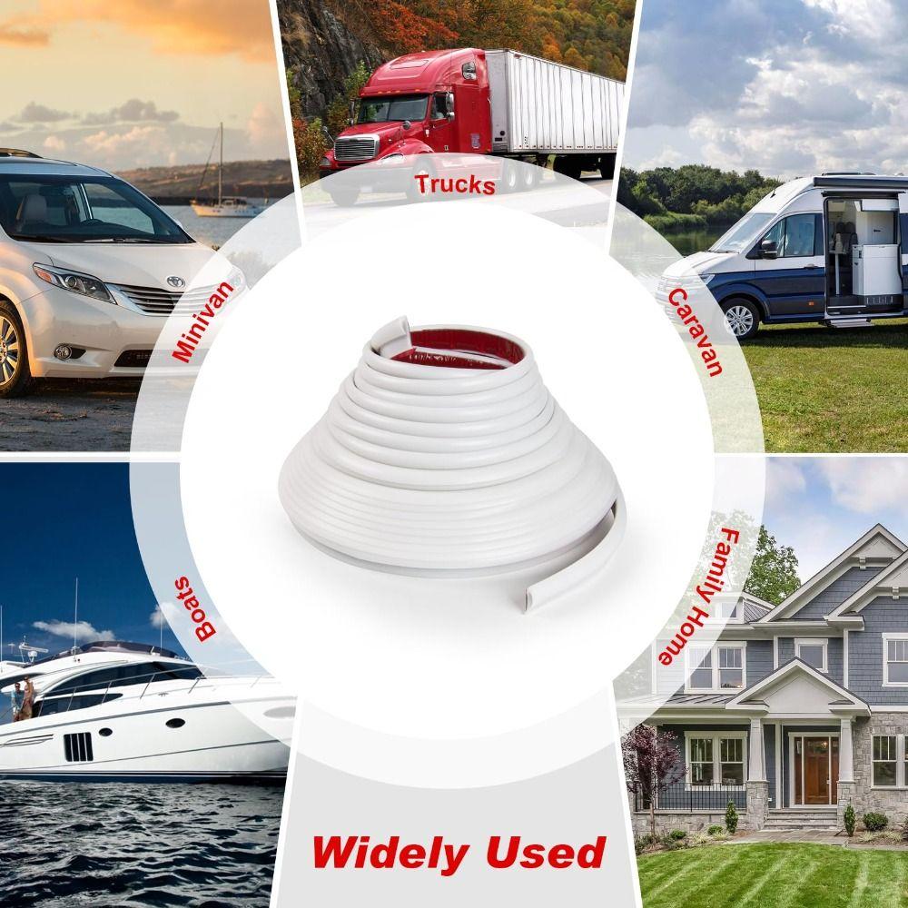1/5/6M RV Rain Gutter Silicone Rubber J-Shape Design Weather Stripping Self-Adhesive Backing UV Resistant