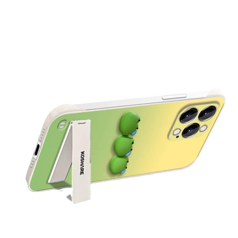 Градиентная трехмерная подставка в виде лягушки подходит для чехла для мобильного телефона Apple 14, 15PROMAX без рамки, 13 защита от падения, 12 эффект "голого металла".