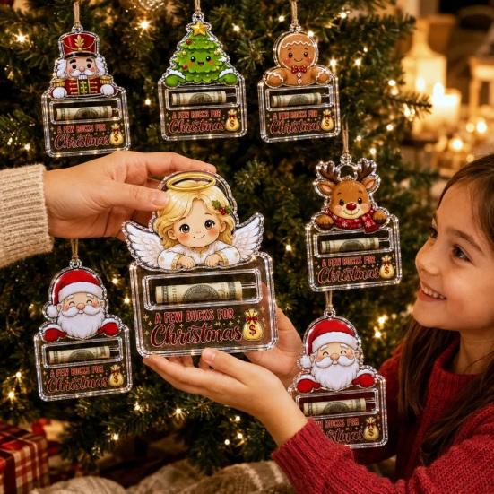 Акриловый держатель для денежного подарка, Рождественские украшения, Пряничный человечек, Снеговик, Санта-Клаус, Наличные, Офис, Праздничная вечеринка, Для рождественской елки, Декор для дома, Уникальный, Для детей