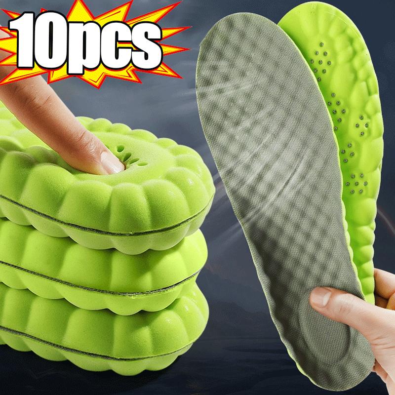 Спортивные стельки 4D для мужчин и женщин, мягкие, высокоэластичные, для беговой обуви, дезодорирующие, ортопедические, с поддержкой свода стопы, амортизирующие вставки