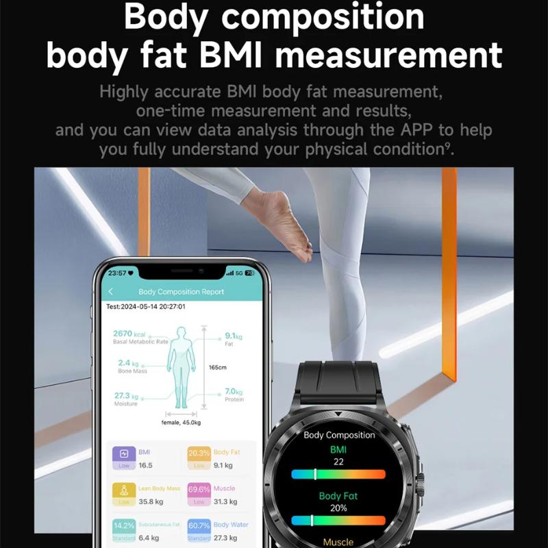2025 New Accurate Measurement Uric Acid Blood Fat Blood Pressure Body Analysis Smart Watch ECG+PPG SmartWatch Men for IOS Android