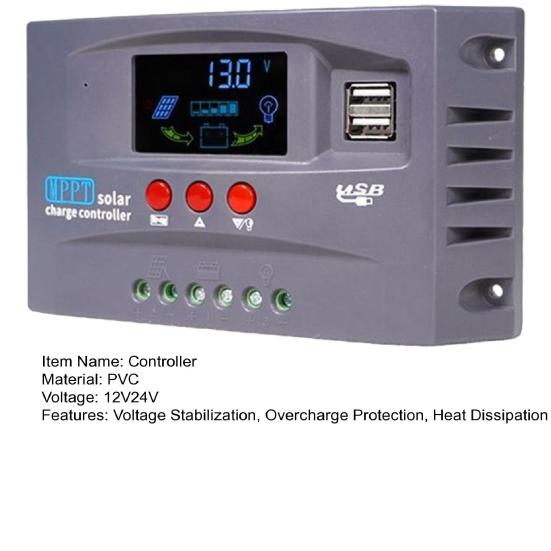 Контроллер панели солнечной зарядки 30A-100A 12В/24В Системы Регулятор солнечной зарядки со стабилизацией напряжения Защита от перезаряда Рассеивание тепла