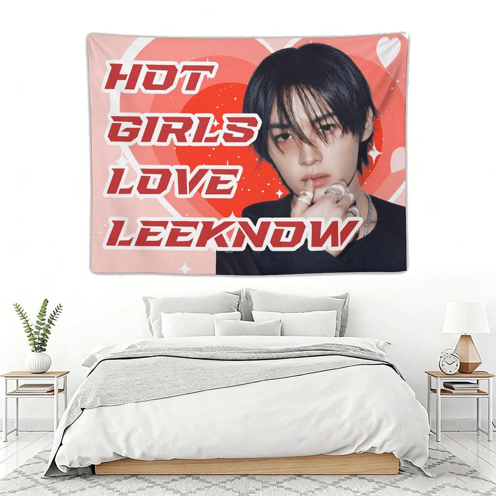 1pc Kpop Tapestry Lino Vibe Style Support Flag SKZ Aesthetic Wall Hanging Dorm Decor Concert Gift for STAY Flat Print