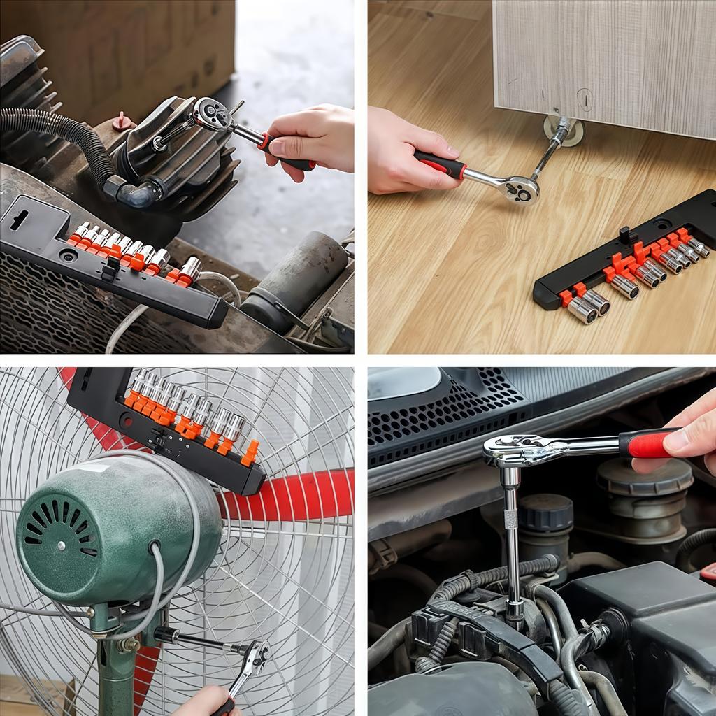 Набор из 12 штук инструментов для ремонта автомобилей, большой трещоточный ключ 1/2, набор быстросъемных торцевых ключей с установленным трещоточным инструментом