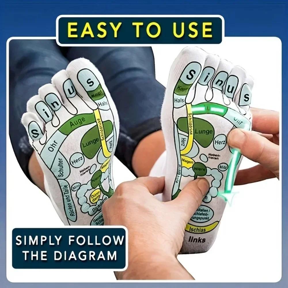 Носки для массажа ног Хлопковые носки с пятью пальцами Носки для акупунктурных точек Массаж подошв Снятие усталости ног Йога