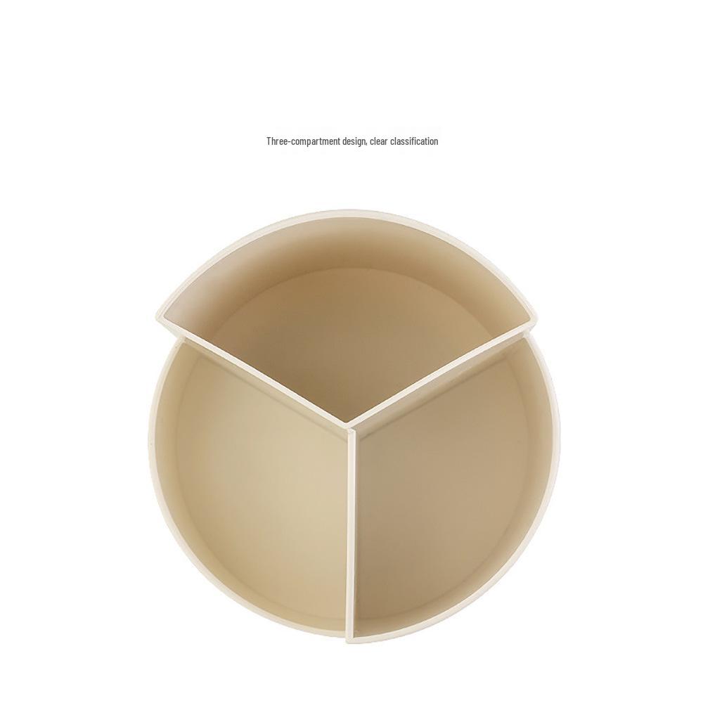 Three-Grid Rotating Pen & Makeup Brush Holder - Large Capacity, Multifunctional Japanese Office & Education Storage Box