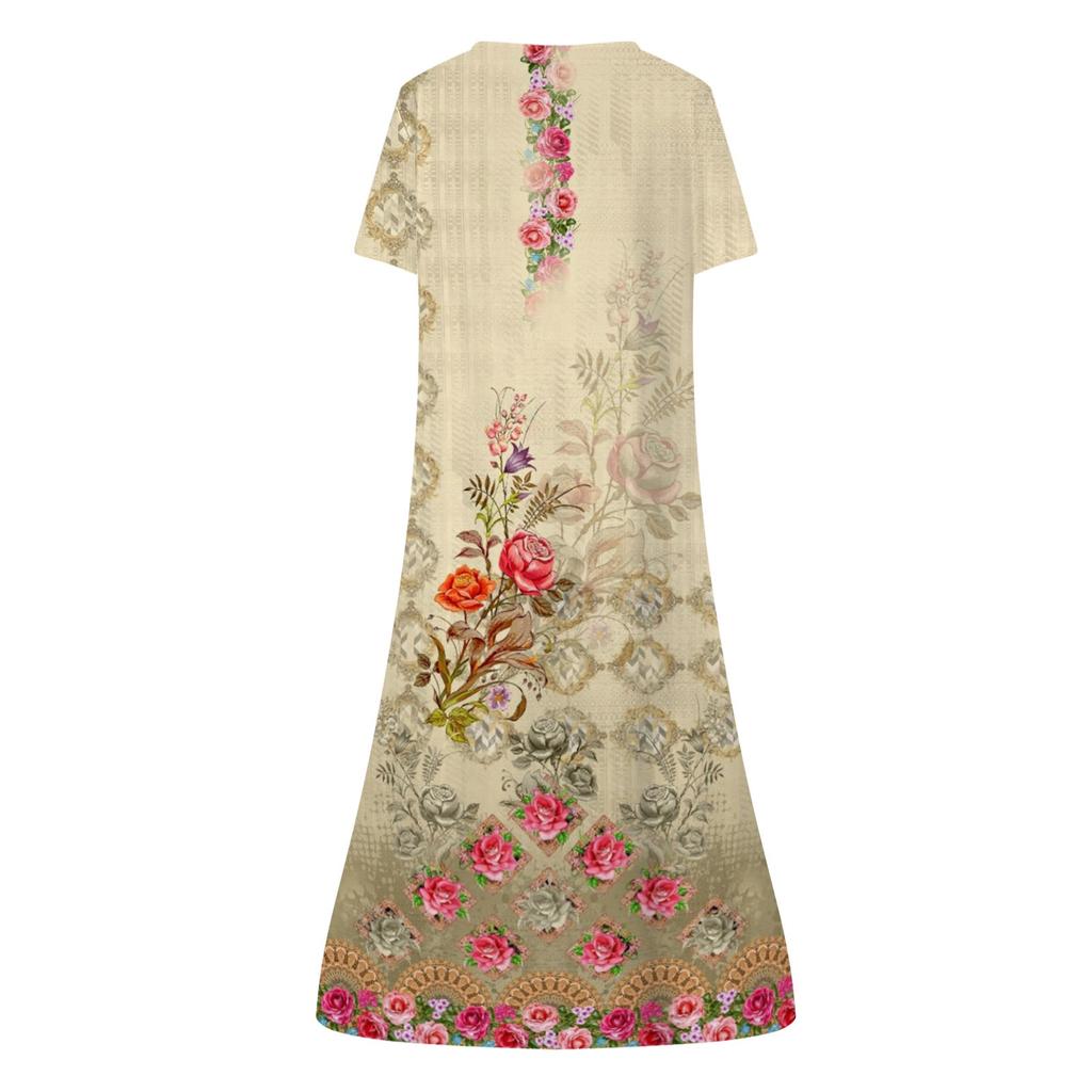 Женская летняя повседневная модная пляжная свинг-юбка с v-образным вырезом и короткими рукавами