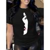 Европейский размер Женская футболка с графическим принтом Повседневный топ с круглым вырезом Аппликация-портрет Трикотажная ткань из смеси полиэстера и спандекса Обычная длина Весна