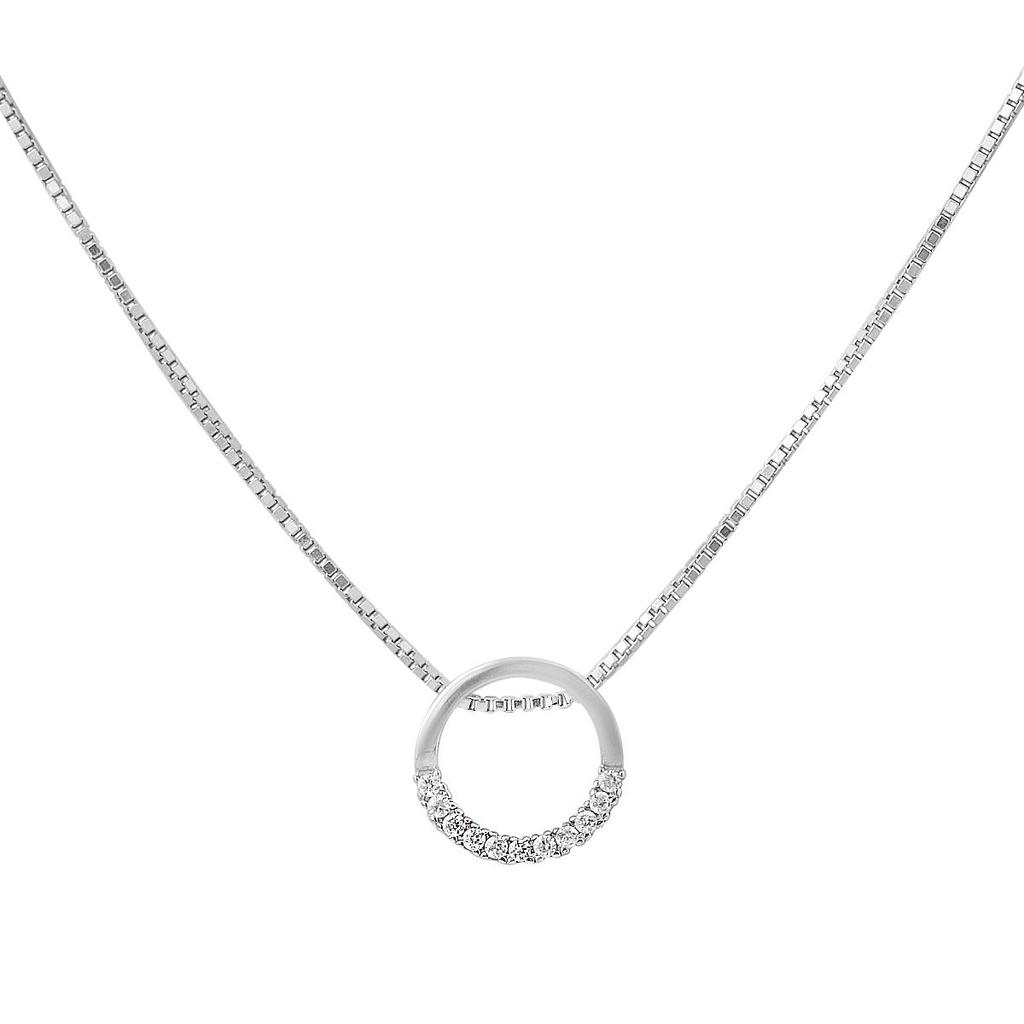Серебряное колье с фианитами, вес изделия 2,61 гр (2167921)