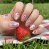 1 Набор Гвоздей На День Независимости Накладные Ногти Патриотический Американский Флаг Женские Приклеивающиеся Накладные Ногти Красный Белый Синий Звезды Полосы Миндалевидные Приклеивающиеся Накладные Ногти для