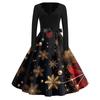 Women's Fashion V-Neck Casual Slim Christmas Printed Long Sleeve Dresses