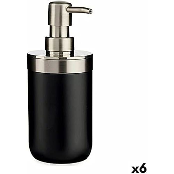 Distributeur de Savon - BERILO - Argenté Noir - Acier inoxydable - 350 ml - Design contemporain