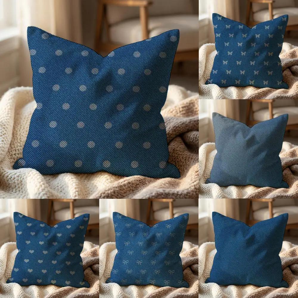 Denim Texture Cushion Cover MultiScene Pillow Cover for Home Car Reversible Soft Durable for Daily Use