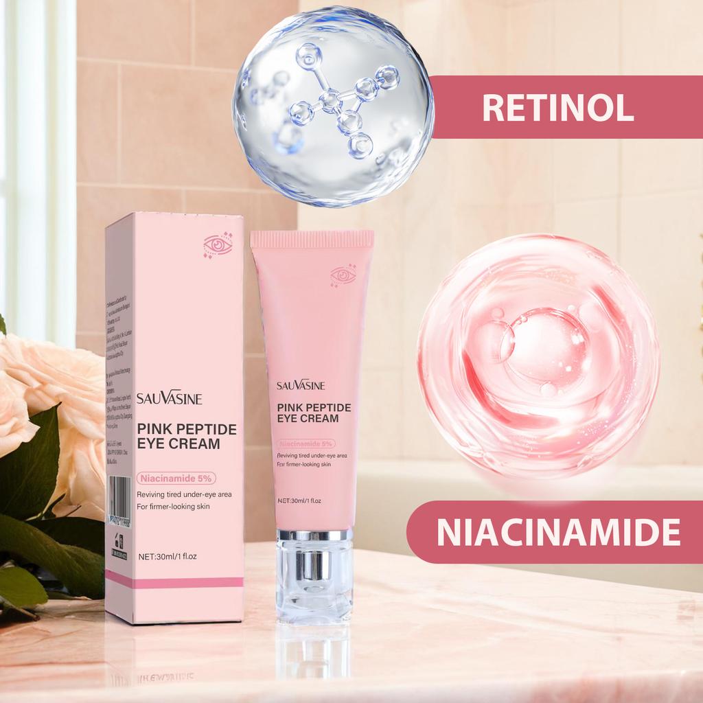 SAUVASINE Pink Peptide Eye Cream Moisturizing Hydrating Nourishing Anti-Wrinkle Firming Dark Circle Brightening