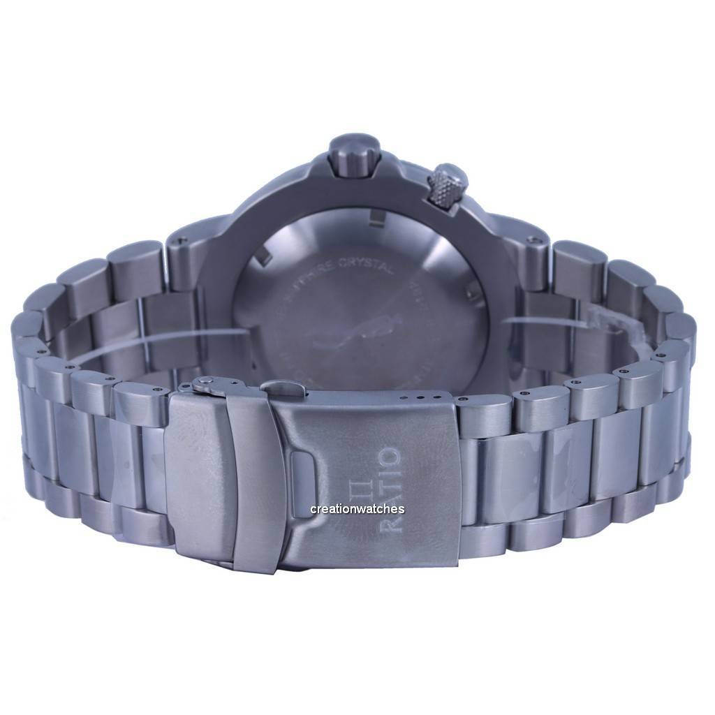 RATIO FreeDiver Кварцевые мужские часы из нержавеющей стали с черным циферблатом 1050MD93-02V-BLK 1000M