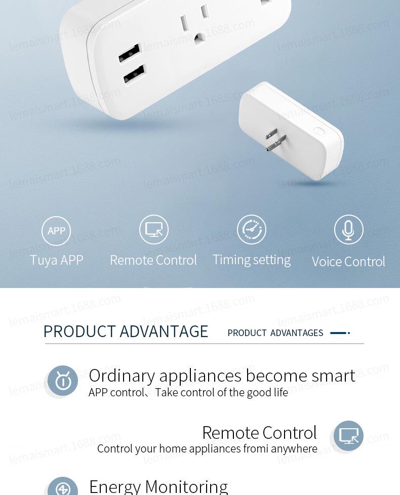 Двойная умная розетка с USB, совместимость с HomeKit, Google, Tuya, WiFi и Zigbee