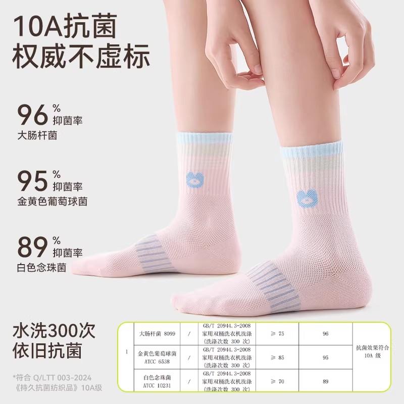 Children's socks, girls' spring and summer thin high tube mesh socks, girls' big children's pure cotton breathable sports socks, boys' baby socks