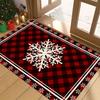 Christmas Buffalo Check Rug, Non-Slip Entry Mat with Snowflake Christmas Border Design, Christmas Home Decor