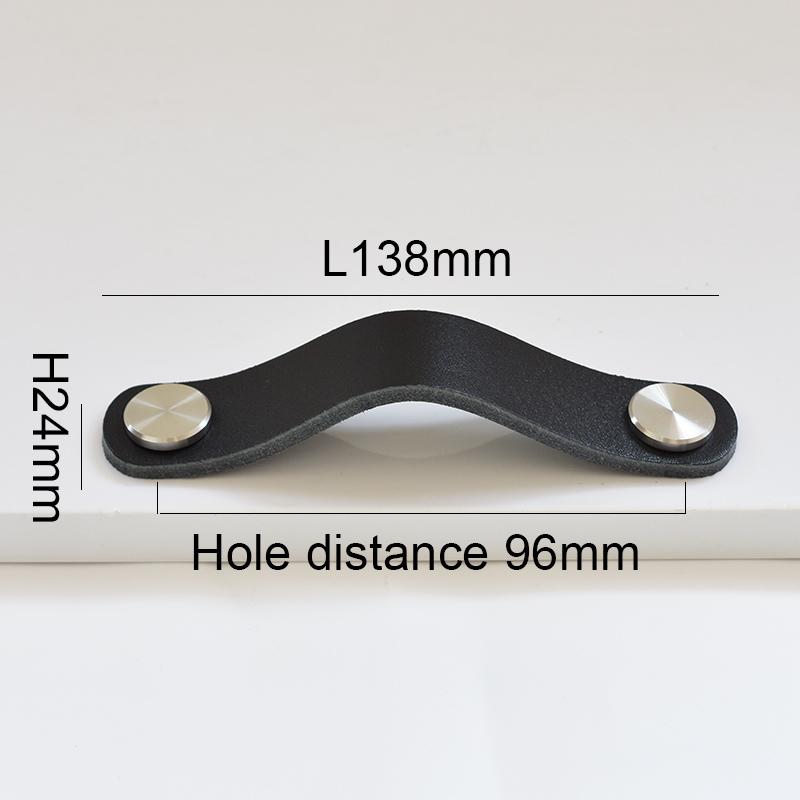 Nordic style Kitchen Furniture Handles Cabinet Pulls Closet Cupboard Wardrobe Door Knobs Thickening Leather Drawer Handle Silver