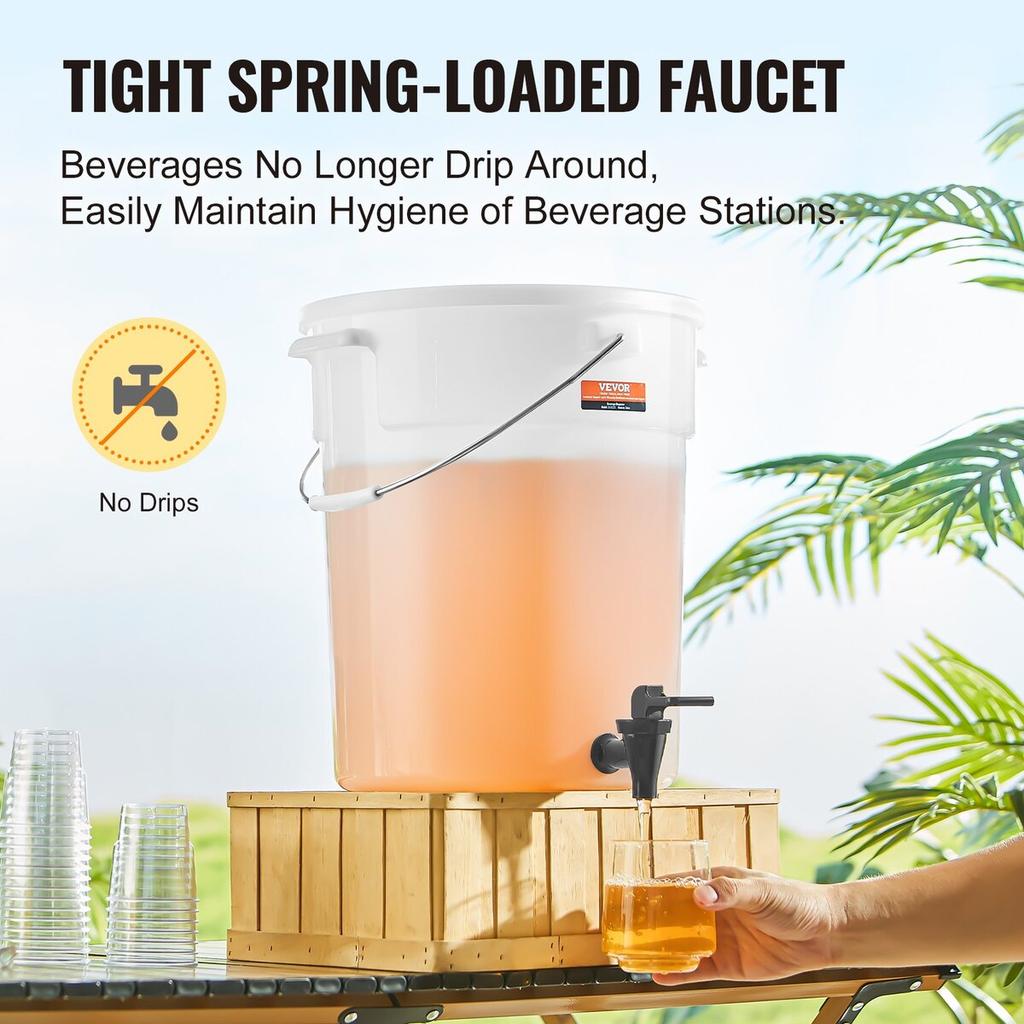 Beverage Dispenser, 5 Gallon Drink Dispensers for Parties, Plastic Juice Dispenser with Spigot and Lid, Iced Tea Lemonade Juice Water Dispenser, for