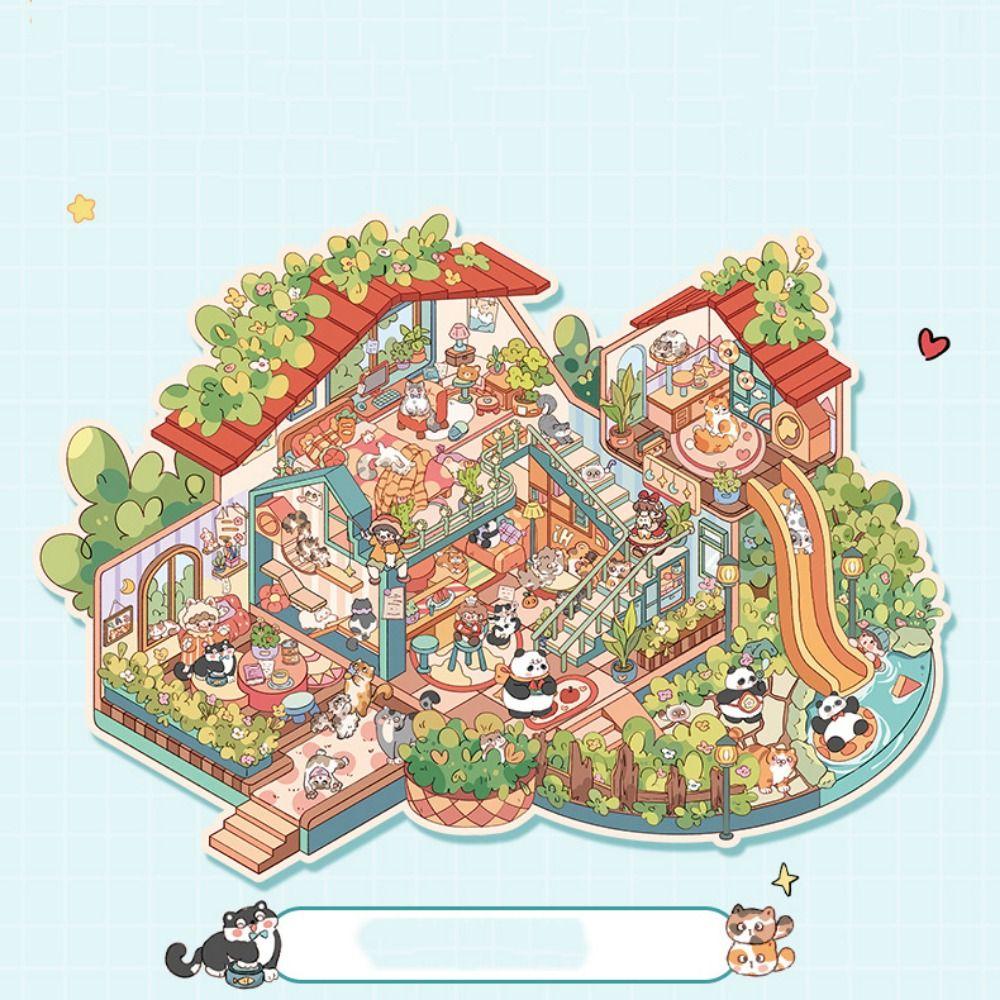 Forest Party 3D Landscape Sticker Paper Plus Size Cabin Scene Game Stickers  Children/Kids