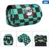 Anime Demon Slayer: Kimetsu No Yaiba Pencil Bag Large Capacity Double Zipper Canvas Pencil Bag Wallet Storage Bag Stationery