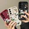 For Samsung S25 S24 S22 Ultra Plus S23 S21 S20 Fe A55 A54 A53 A52 A35 A15 5g Shockproof Flower Pattern Silicone Soft Lens Protection Case Cover