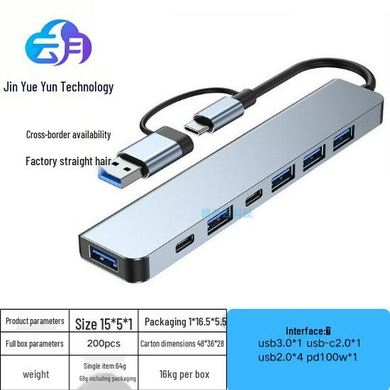 Портативная док-станция 7-в-1 Type-C: Дисплей, Зарядка, Зеркалирование экрана - Алюминиевый сплав