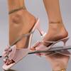 Fashion Elegant Ladies Crystal Strap High Heels Sandals Women Summer 2025 Pink Bowtie Party Wedding Shoes Woman Big Size Gladiator Shoes