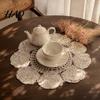Lace Doily for Tea Cup Rose Placemat, Round Embroidered Coaster Place Mat, Retro Wedding Table Decoration Vase Dining Photography Props Background