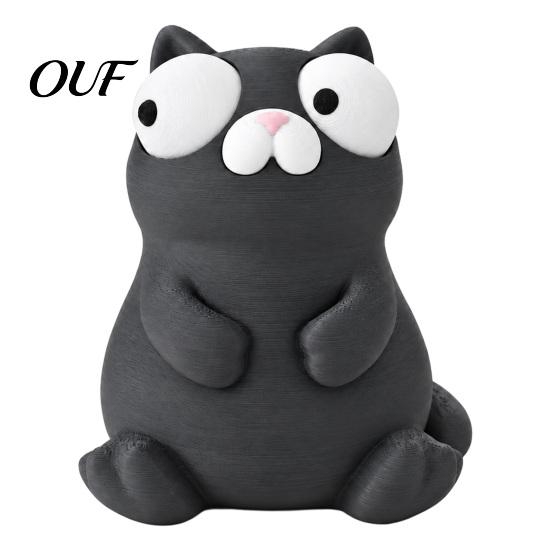 Desktop Ornaments 3D Printed Funny Cartoon Cat & Goose Figurine with Movable Eyes, Cute Animal Desk Decor, Stress Relief Gift for Home Office Healing