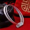 3pcs /Lot 925 Sterling Silver Charm Bracelet &Bangle For Women Elegant Wedding Party Birthday Jewelry Gift Sl012