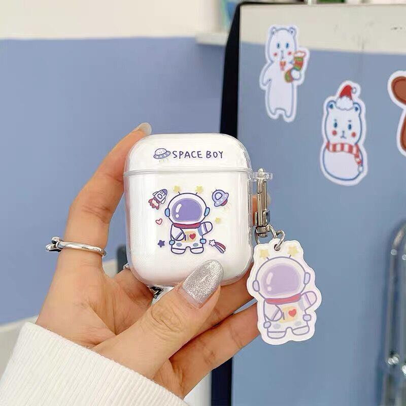 Мультяшная чехол-яблоко для наушников AirPods прозрачный противоударный чехол AirPodsPro1 Bluetooth защитный чехол для 1-го поколения