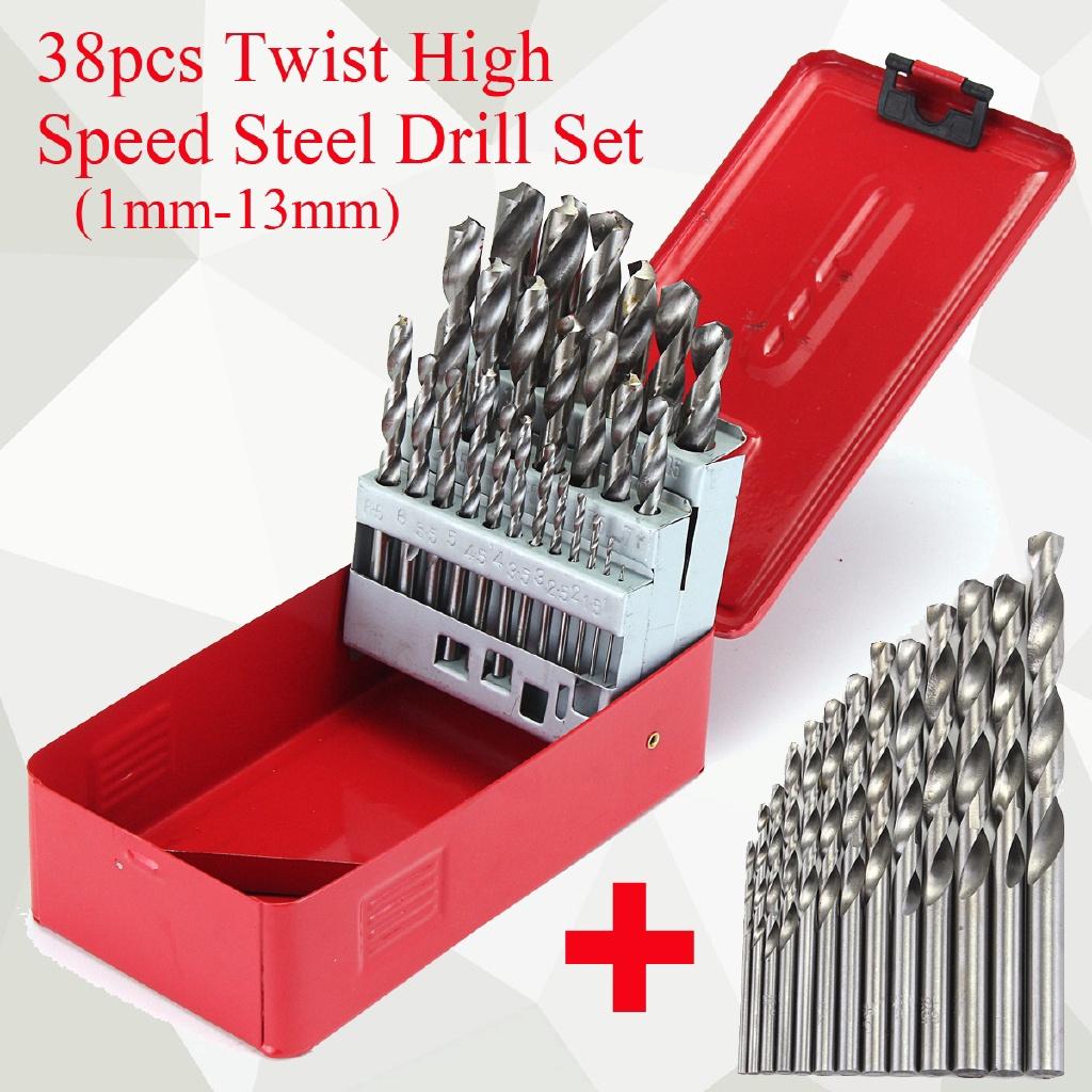 1мм - 13мм 38 шт. Набор метрических сверл из быстрорежущей стали HSS в металлическом кейсе