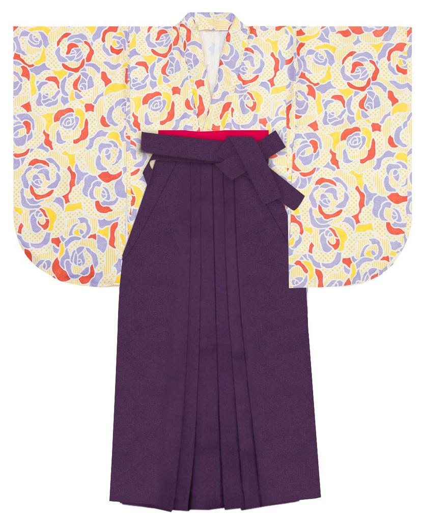 Комплект хакама CCM кимоно с рукавами 2 сяку однотонный комплект хакама хакама для женщин x Темно-фиолетовый Красный x [KYOETSU] 4 предмета (кимоно, хакама, оби, нижнее кимоно)