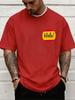 Hola Text On Spain Flag Circular Chest Small Print Unisexs Crew Neck Short Sleeve Tee Casual Daily Soft Breathable Basic Wear Top