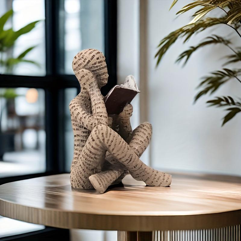 Современная абстрактная фигурка читающего человека - Уникальный полимерный декор для дома, спальни, рабочего стола, офиса | Идеальный праздничный подарок для друзей на Рождество