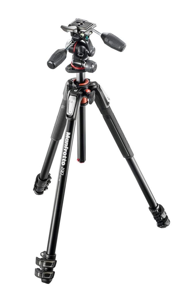 Manfrotto Professional 190 Series 3 Sections RC2 Head Kit MK190XPRO3-3W Tripod, Aluminum, + 3-Way
