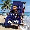 Custom Name Personalized Kylian Mbappe Print Beach Towel, for Trip Camping Beach Party Home Decor, Birthday Gift for Family & Friends