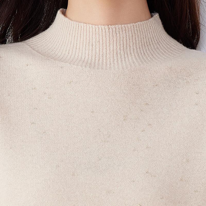 Hengyuanxiang Women's 100% Wool Thin Knit Half-High Neck Sweater